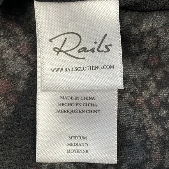 New Rails Faren Floral Ruffled Mini Dress Midnight Meadow Long Sleeve Smocked M - Picture 13 of 16